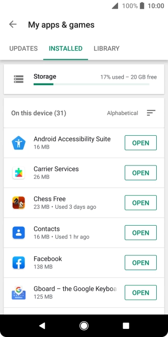 Press the required app.