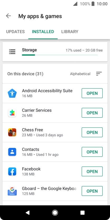 Press the required app.