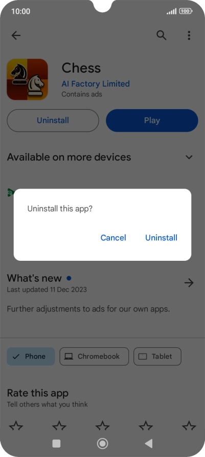 Press Uninstall.