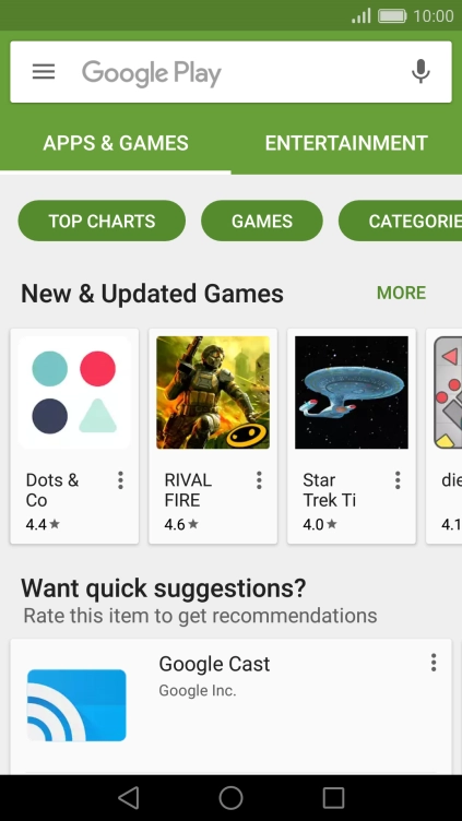 Press the search field.