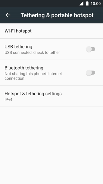 Press USB tethering to turn on the function. An internet connection from your computer via your phone is automatically established.