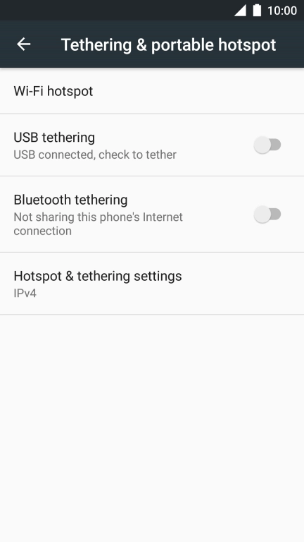 Press USB tethering to turn on the function. An internet connection from your computer via your phone is automatically established.