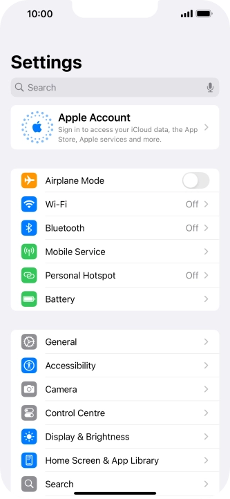 Press Apple Account.