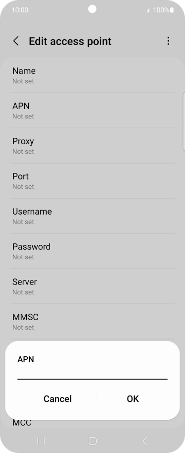 Key in mms.vodafone.net and press OK.