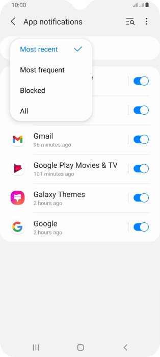 Press the required setting.
