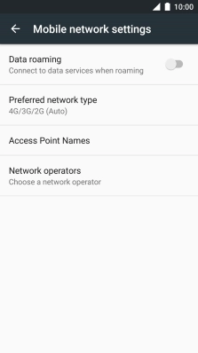 Press Data roaming to turn the function on or off.