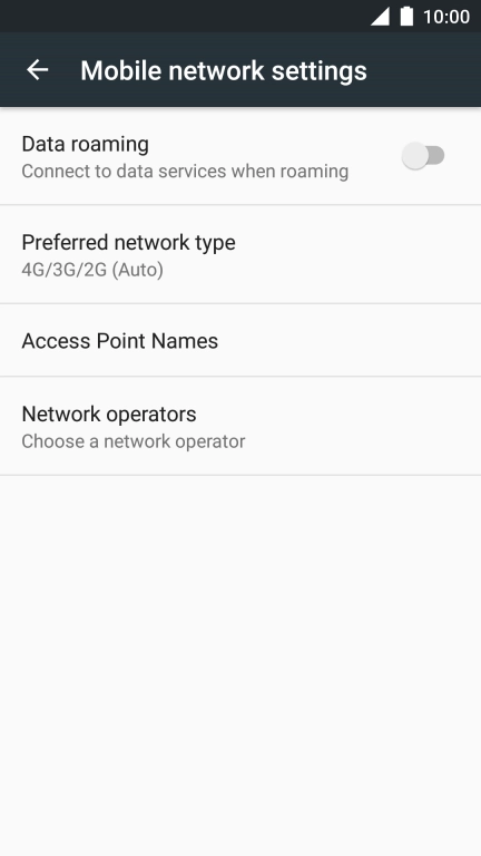 Press Data roaming to turn the function on or off.