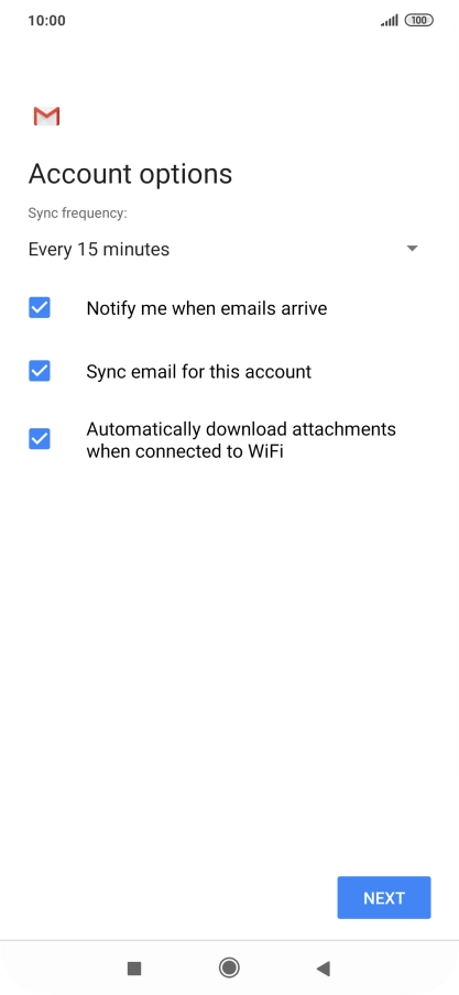 If this screen is displayed, you email account has been recognised and set up automatically. Follow the instructions on the screen to key in more information and finish setting up your phone.