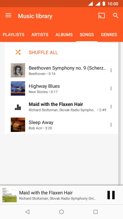 Press the song title at the bottom of the screen.