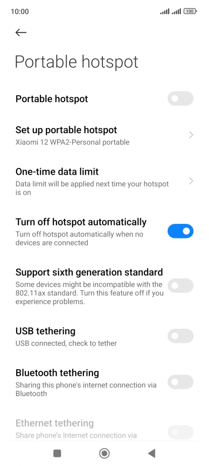 Press Set up portable hotspot.