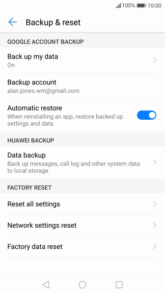 Press Factory data reset.