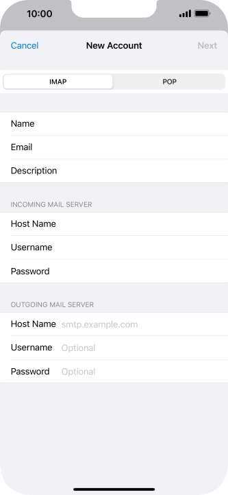 Press Host Name and key in mail.vodafone.ie.