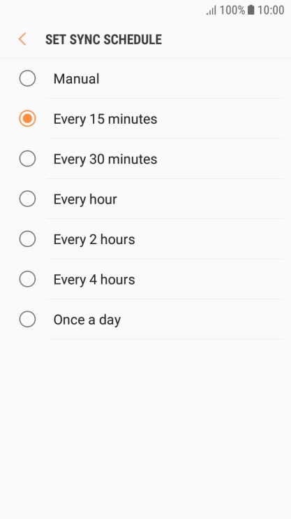 Press the required setting.