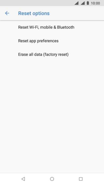 Press Erase all data (factory reset).