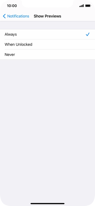 To select notification preview on the lock screen, press Always (Default).