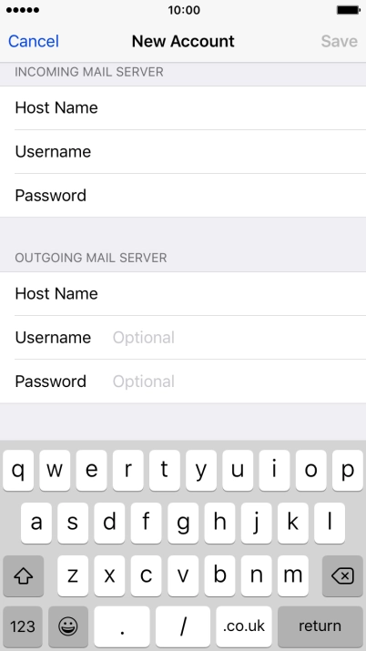 Press Host Name and key in mail.vodafone.ie.