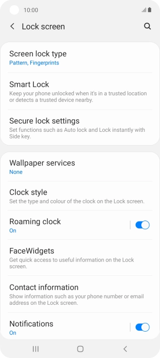 Press Screen lock type and key in the additional phone lock code.