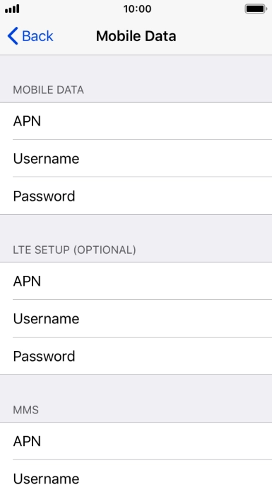 Press APN and key in live.vodafone.com.