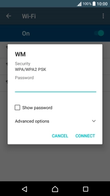 Key in the password for the Wi-Fi network and press CONNECT.