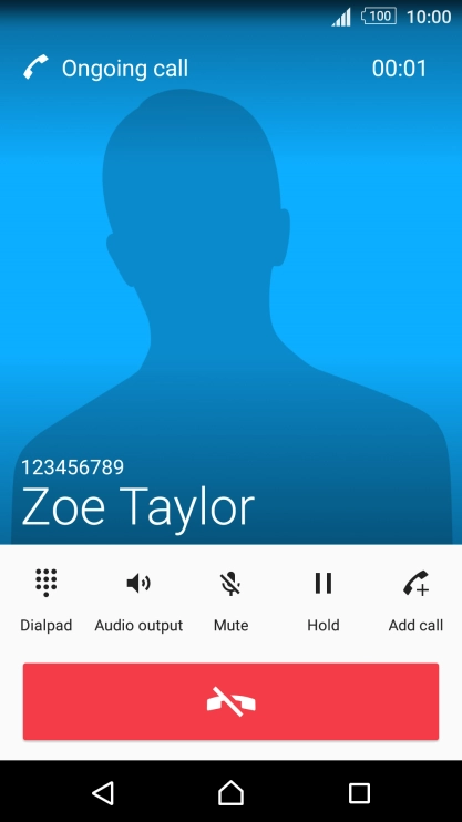 Press the end call icon.