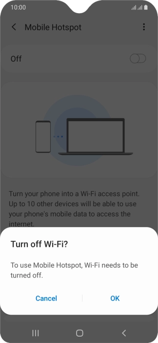 If Wi-Fi is turned on, press OK.