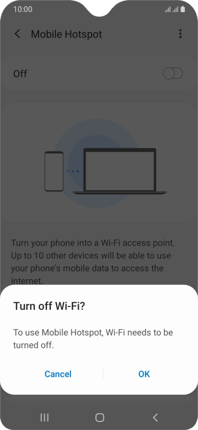 If Wi-Fi is turned on, press OK.