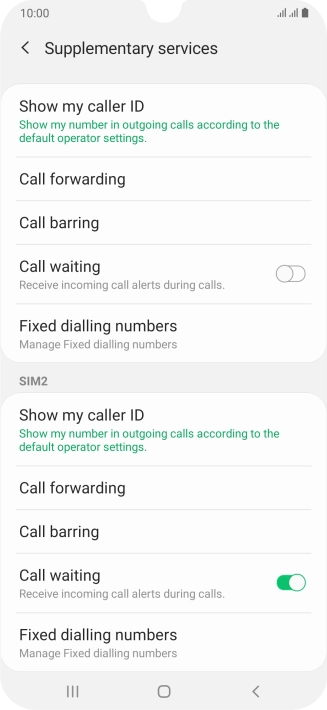Press Show my caller ID below the required SIM.