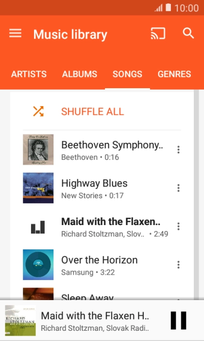 Press the song title at the bottom of the screen.