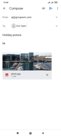 Press the send icon when you've finished your email message.