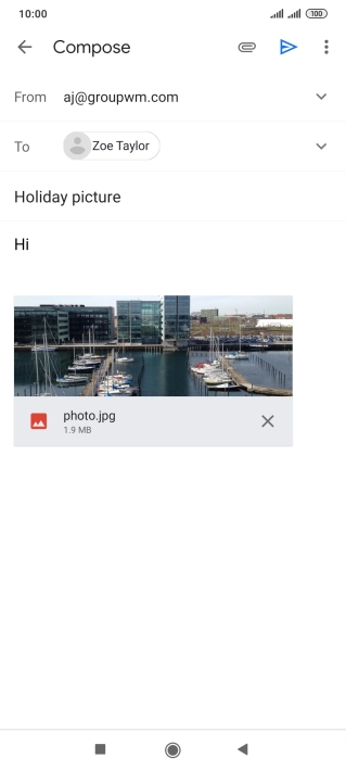 Press the send icon when you've finished your email message.
