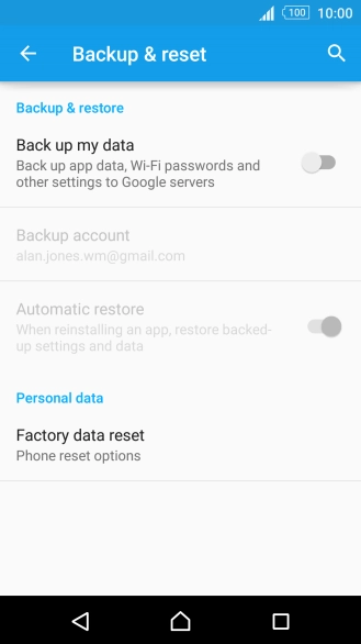 Press Factory data reset.
