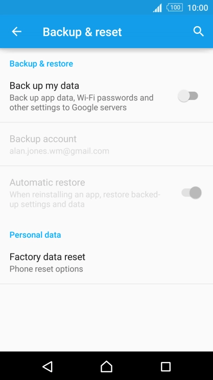 Press Factory data reset.