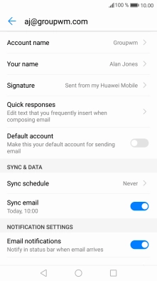 Press Your name and key in the required sender name.