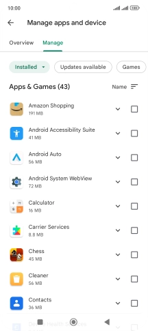 Press the required app.