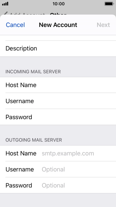 Press Host Name and key in mail.vodafone.ie.