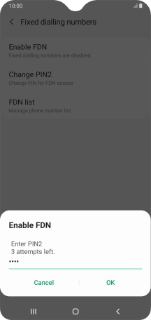 Key in your PIN2 and press OK.