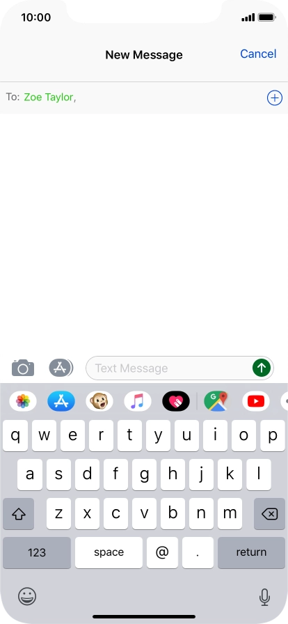Press the text input field and key in the required text.