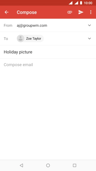 Press the text input field and write the text for your email message.