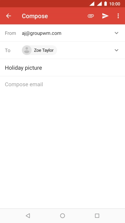 Press the text input field and write the text for your email message.