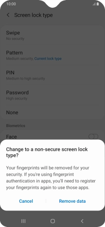 Press Remove data.