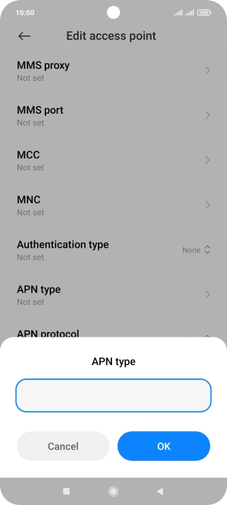 Key in default and press OK.