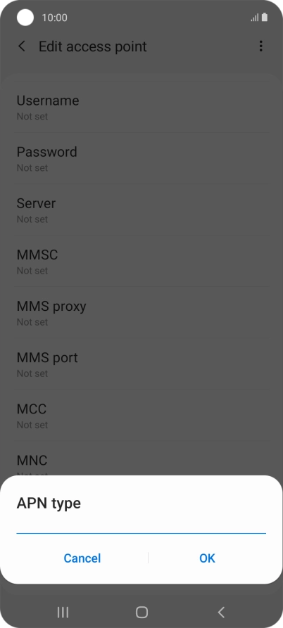 Key in default and press OK.