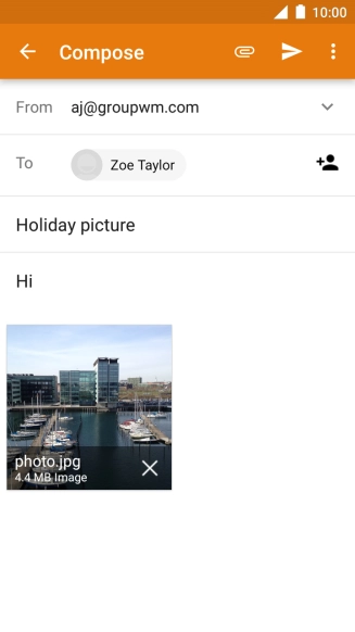Press the send icon when you've finished your email message.