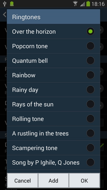 Once you've found a ring tone you like, press .