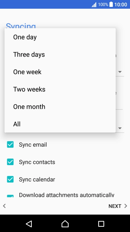 Press the required setting.