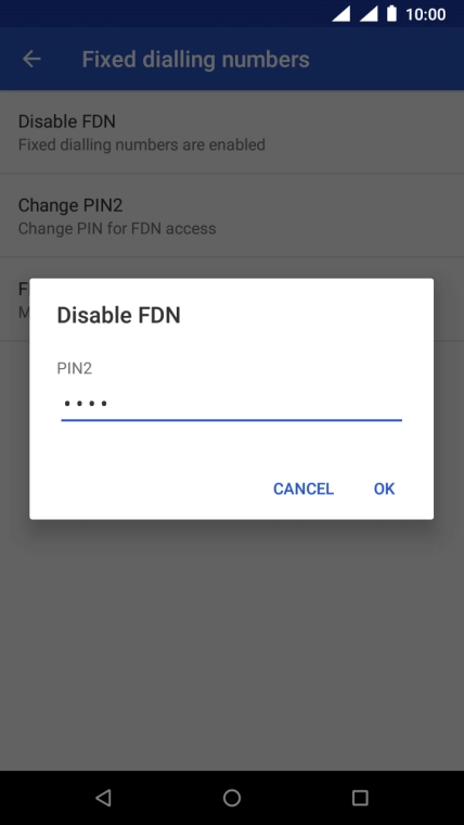 Key in your PIN2 and press OK.