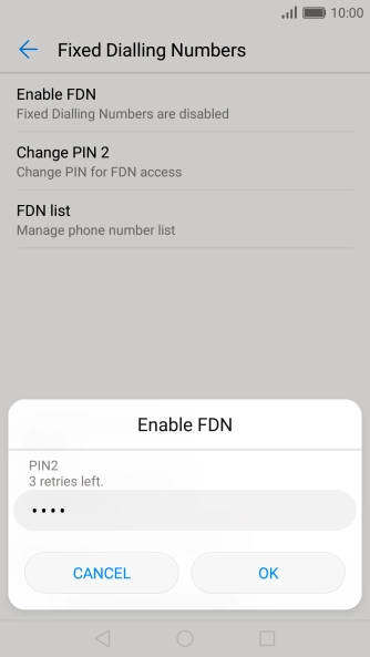 Key in your PIN2 and press OK.