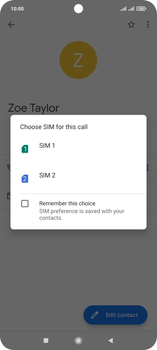 Press the required SIM.