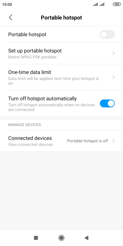 Press Set up portable hotspot.