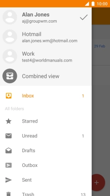 Press the required email account.